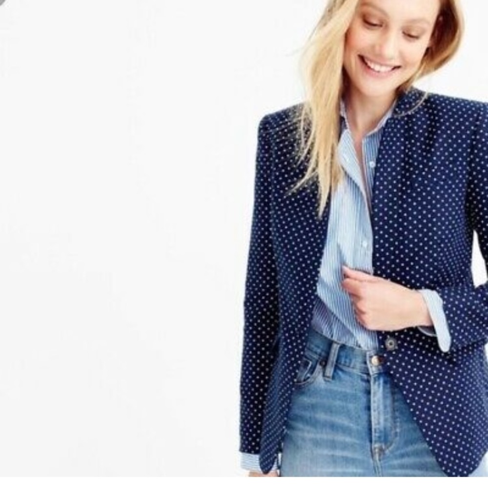 J. Crew Navy Polka Dot Regent Blazer